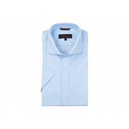 Kortærmet lyseblå fine twill skjorte