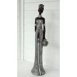 AFRIKA DAME, 92 CM silver med krukke